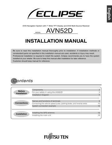 Eclipse Fujitsu Ten AVN52D Manual pdf manual